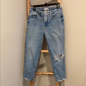 Good American Light Blue Distressed Cropped Jeans